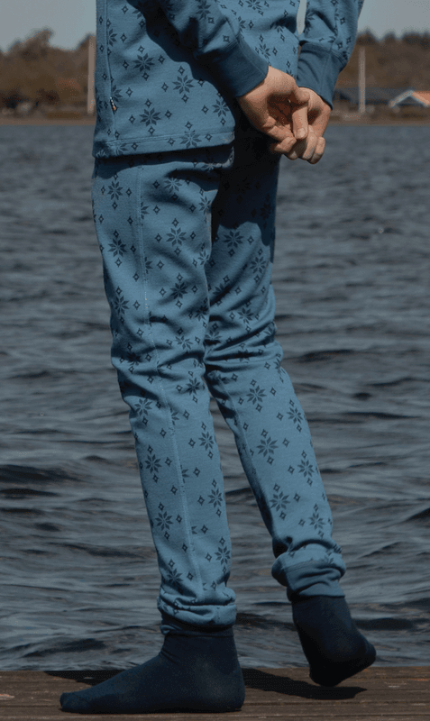 Joha leggings ull/bomull ice crystal blå stor