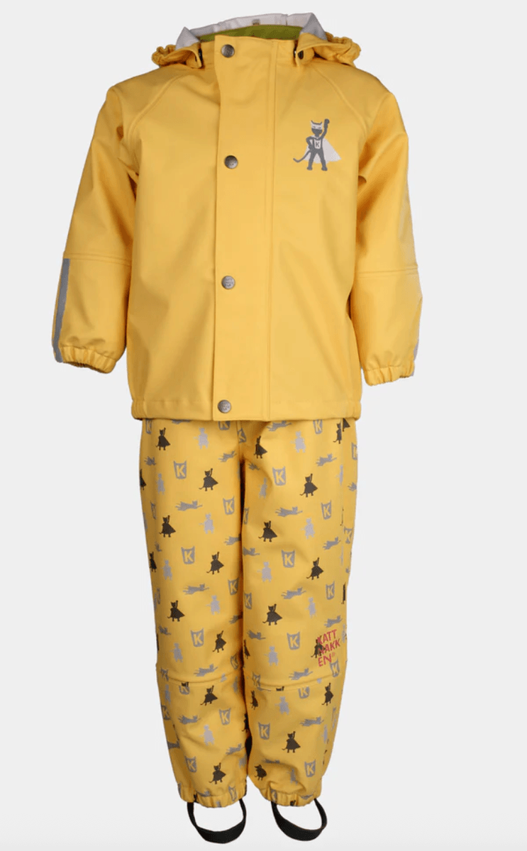 Kattnakken Regnsett Plask superhelt bananskum