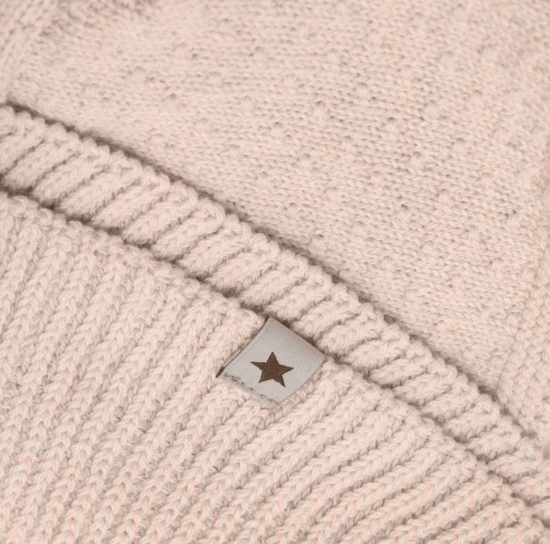 Huttelihut balaklava ører bomulls strikk  peach blush