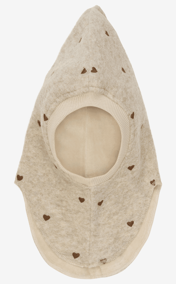 Huttelihut elefantlue broderte hjerter sand melange