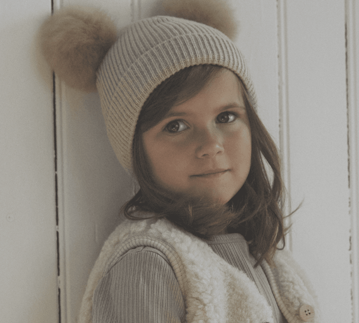 Huttelihut beanie pompoms camel melange 