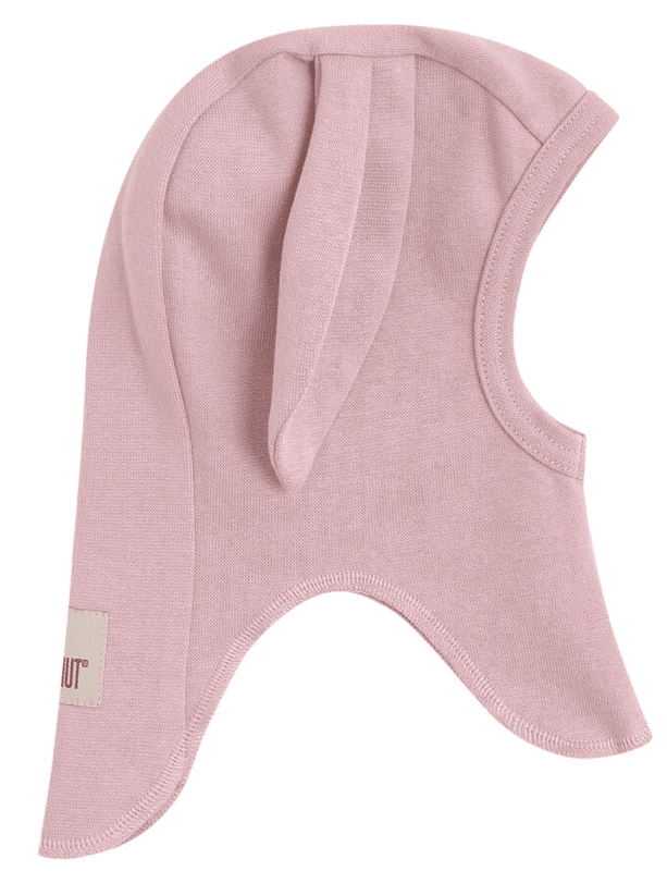 Huttelihut balaklava med kanin ører bomulls ribb Deauville Mauve