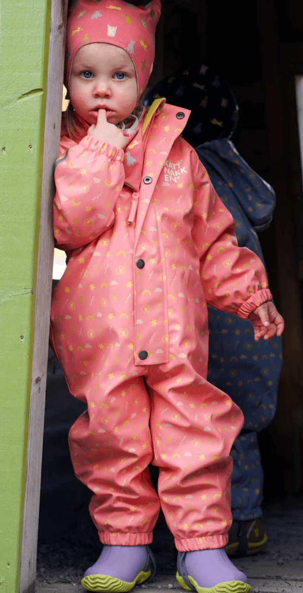 Kattnakken Babyregndress dugg stokkrose
