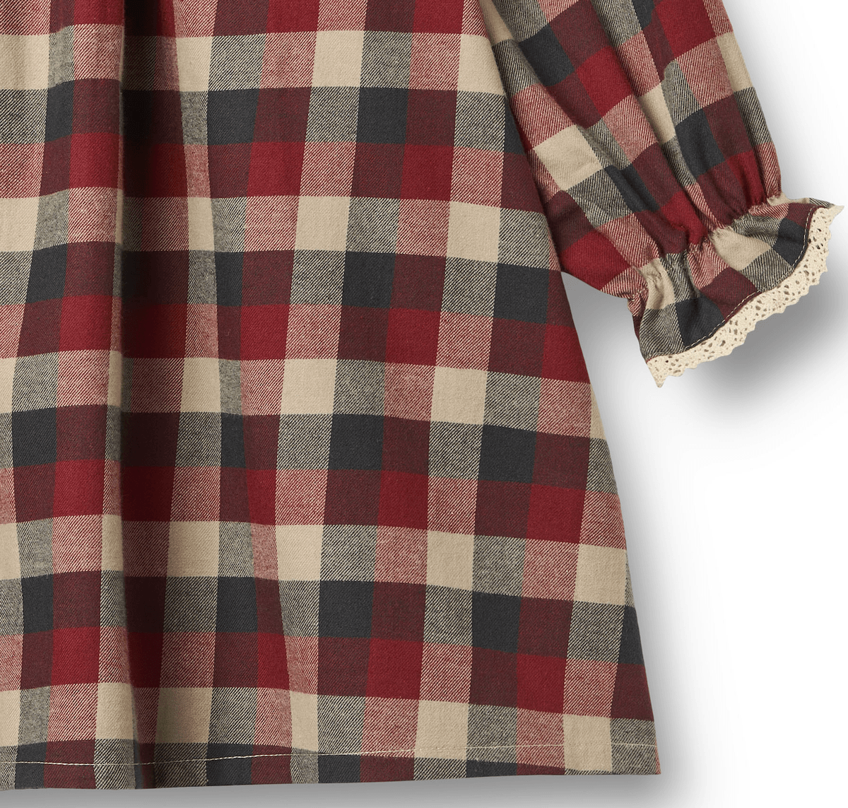 Wheat Kjole Lace Bella red blue check