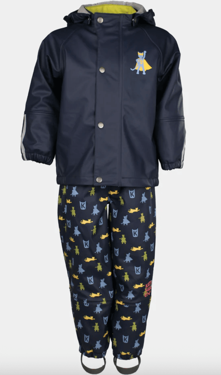 Kattnakken Regnsett Plask superhelt marine