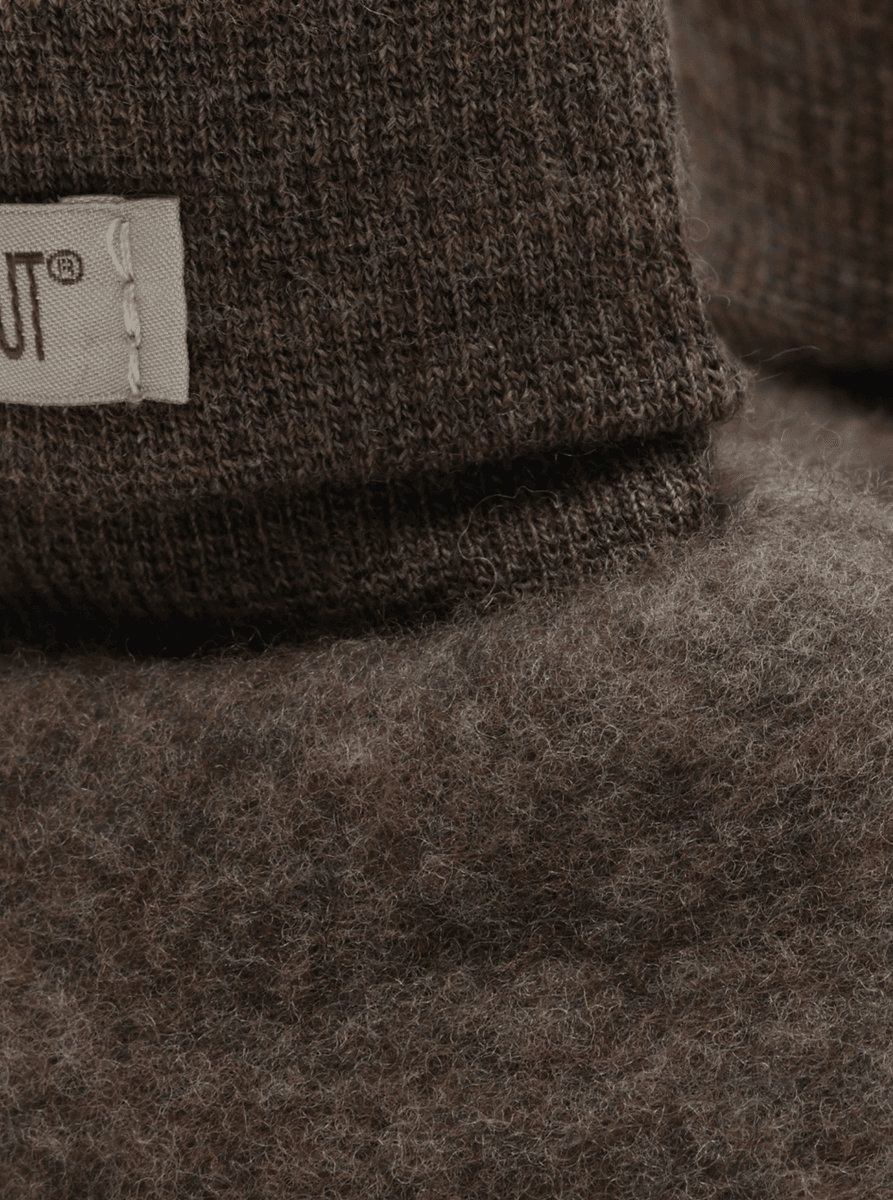 Huttelihut Footies ullflecce brown melange