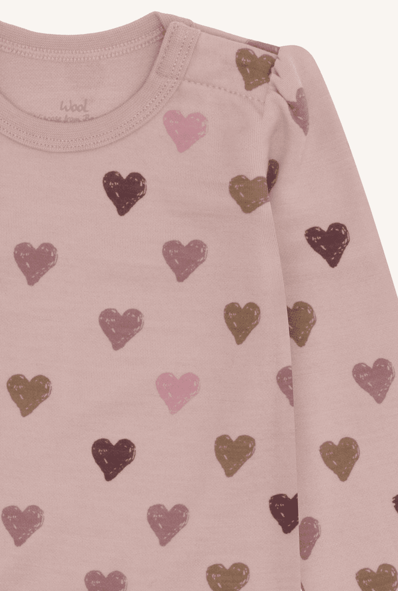 Hust and claire Body ull/bambus baloo hearts puff adobe rose